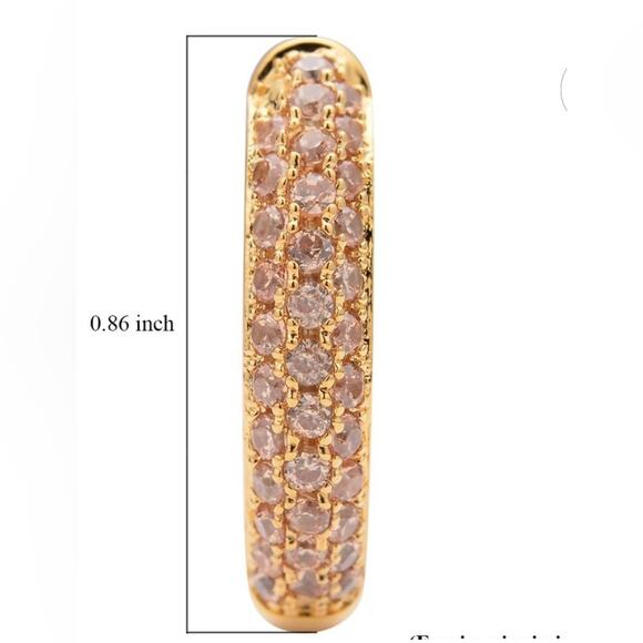 Simulated Champagne Diamond Hoop Earrings in Goldtone. 3.65 ctw - Picture 4 of 4